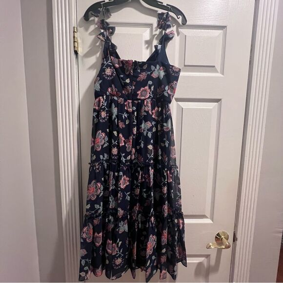 NWT sachin and Babi‎ Dalia Eastern Gouache Botanical Floral Tiered Dress Sz 8 - Picture 8 of 16